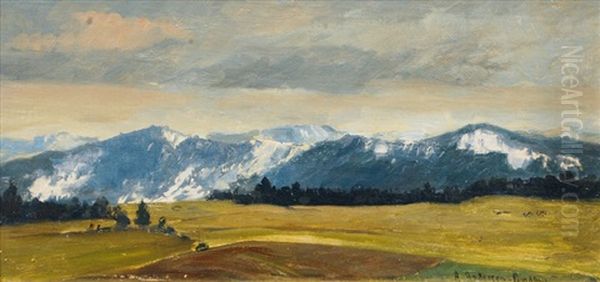 The Alps In Early Spring Oil Painting by Anders Andersen-Lundby