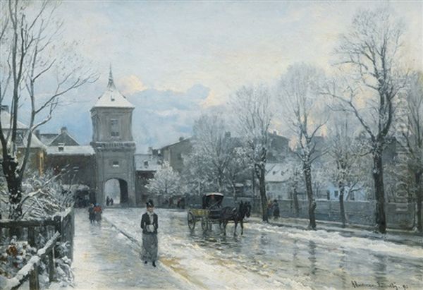 Giesing Near Munchen Oil Painting by Anders Andersen-Lundby