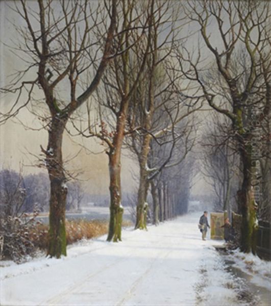 Vinteralle Oil Painting by Anders Andersen-Lundby