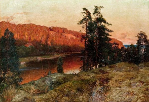 Evening Sun At Farsvik Oil Painting by Erik Abrahamsson