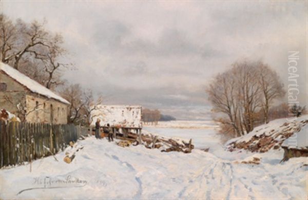 Winterlandschaft Oil Painting by Anders Andersen-Lundby