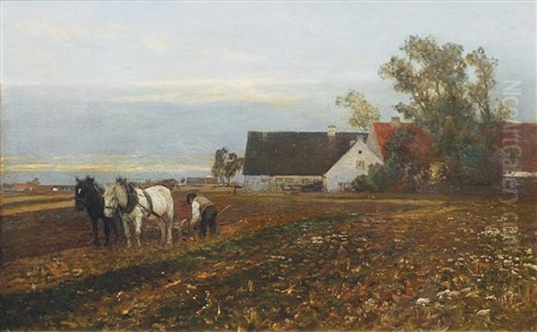 Bauernhof Im Abendlicht Oil Painting by Anders Andersen-Lundby