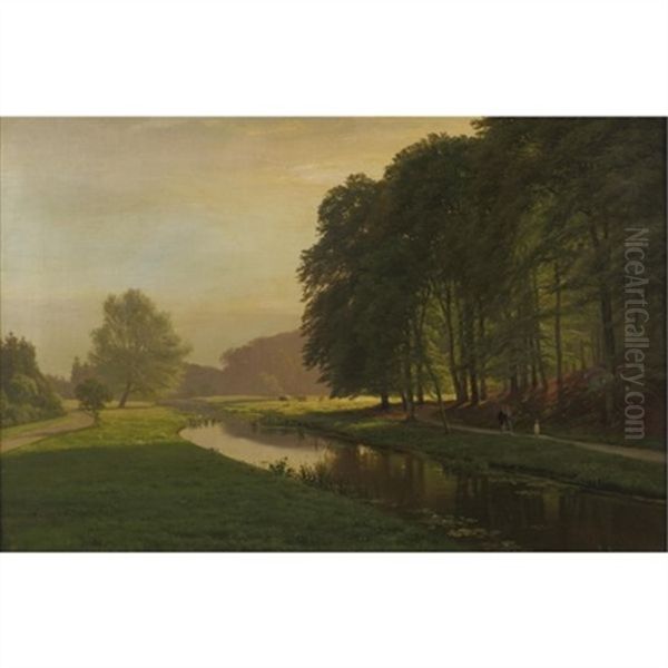 A Walk In The Park Oil Painting by Anders Andersen-Lundby