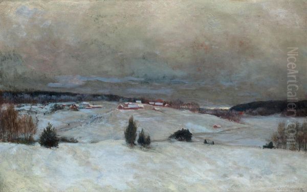 Winter Landscape Oil Painting by Erik Abrahamsson