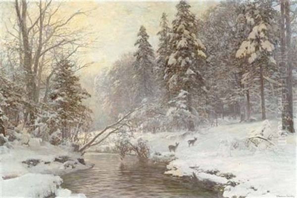 Winterlandschaft Oil Painting by Anders Andersen-Lundby