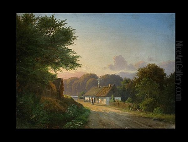 Bauernkate Vor Laubwald Oil Painting by Anders Andersen-Lundby