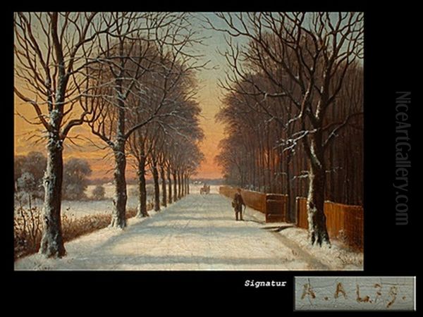 Winterallee Oil Painting by Anders Andersen-Lundby