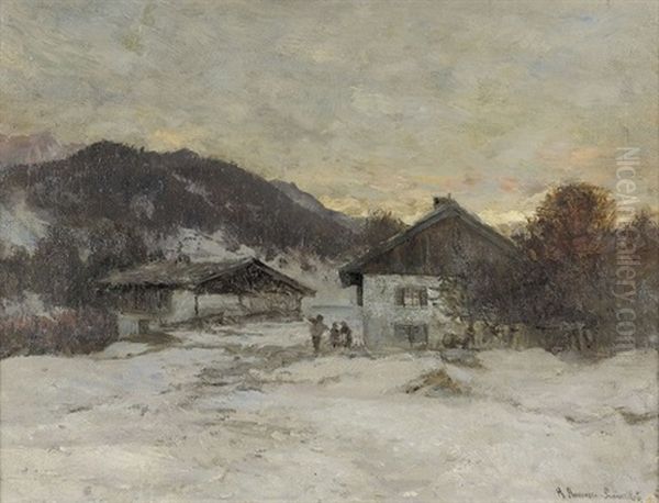 Winterliche Landschaft Mit Bauernhaus Oil Painting by Anders Andersen-Lundby