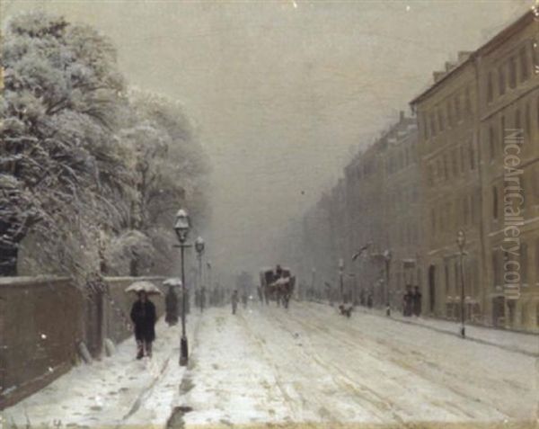 Winter In Der Stadt Oil Painting by Anders Andersen-Lundby