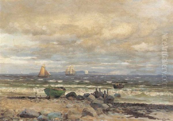 Pa Stranden Nord For Kronborg Oil Painting by Anders Andersen-Lundby