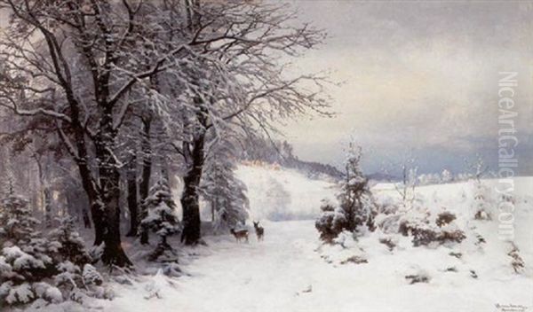 Nyfalden Sne Oil Painting by Anders Andersen-Lundby