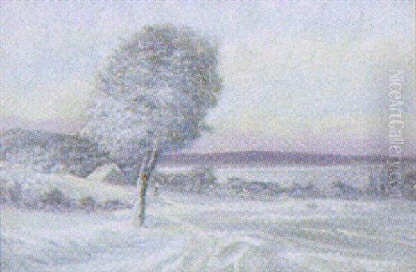 Sneklaedt Landskab Oil Painting by Anders Andersen-Lundby