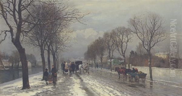 Vinterdag I Tosjap, Munchen Oil Painting by Anders Andersen-Lundby