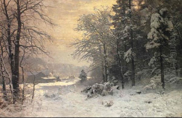 Lysning I Skoven Efter Snefald by Anders Andersen-Lundby