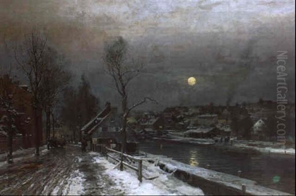 Partie In Der Au Zu Munchen Im Winter Oil Painting by Anders Andersen-Lundby