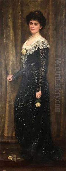 The Evening Dress, The Artist's Wife, Mrs Goldsborough Anderson Oil Painting by Charles Goldsborough Anderson