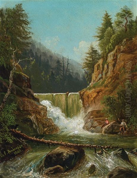 Falls On Poplope (sic) Creek Near Peekskill Oil Painting by Frank Anderson