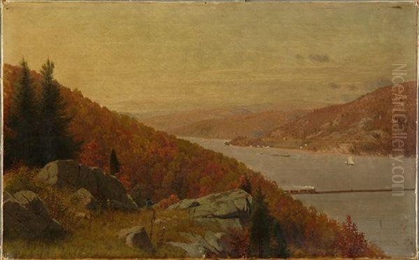 Hudson River View In Autumn Oil Painting by Frank Anderson