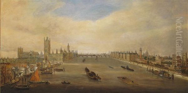 Westminster And Lambeth Seen From The Thames Oil Painting by John Macvicar Anderson