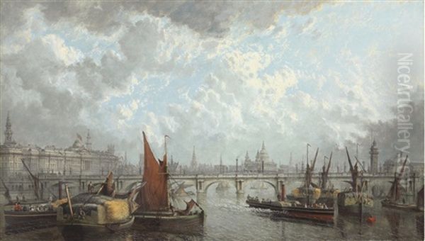 A London Panorama, A View Of Somerset House, Saint Paul's And The Waterloo Bridge by John Macvicar Anderson