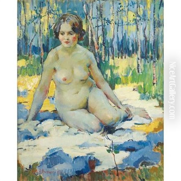 In The Woods, Nude In The Forest by Ruth A. (Temple) Anderson