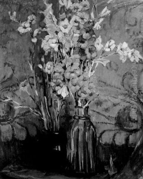 Still Life With Gladiolas Oil Painting by Ruth A. (Temple) Anderson