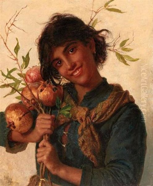 Jeune Fille Aux Grenades Oil Painting by Sophie Anderson