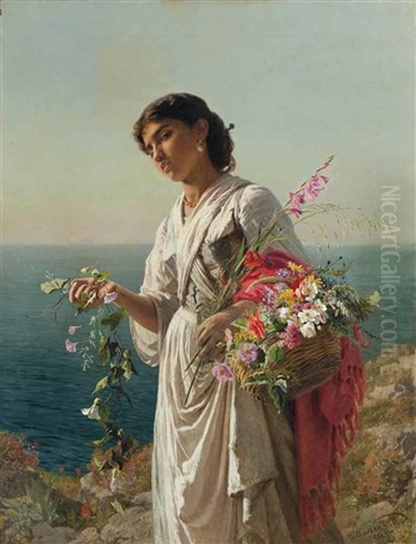 The Flower Girl, Capri Oil Painting by Sophie Anderson