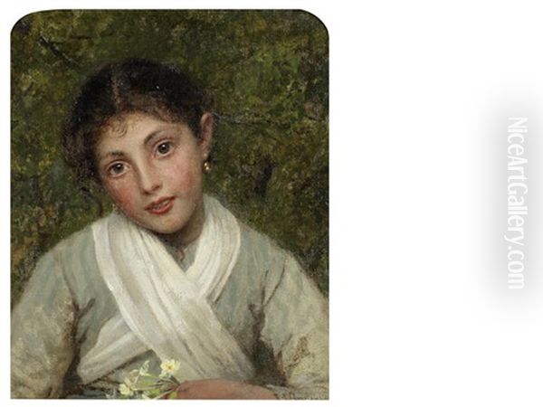 Portrait Of A Young Girl Oil Painting by Sophie Anderson