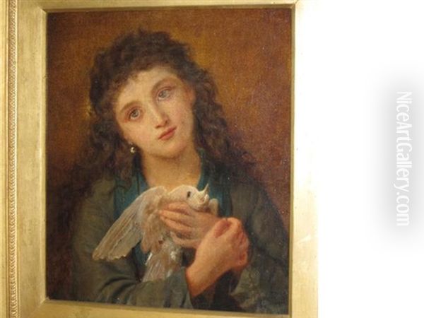 Young Girl With A Dove Oil Painting by Sophie Anderson