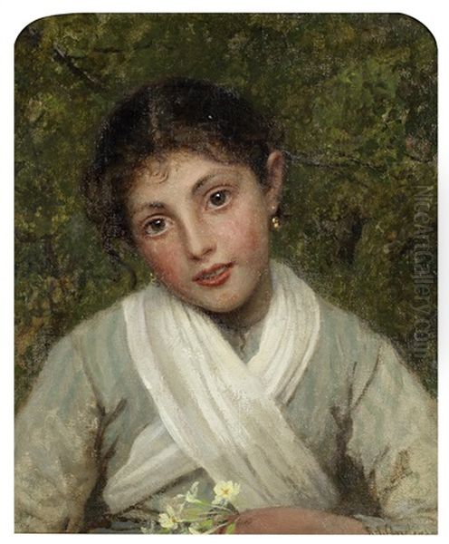 Portrait Of A Young Girl Oil Painting by Sophie Anderson