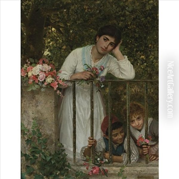 Gathering Bouquets Oil Painting by Sophie Anderson