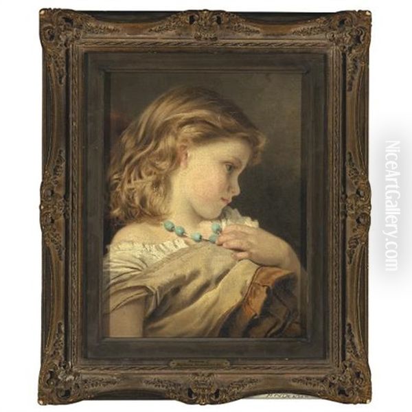 Portrait Of A Young Girl Oil Painting by Sophie Anderson