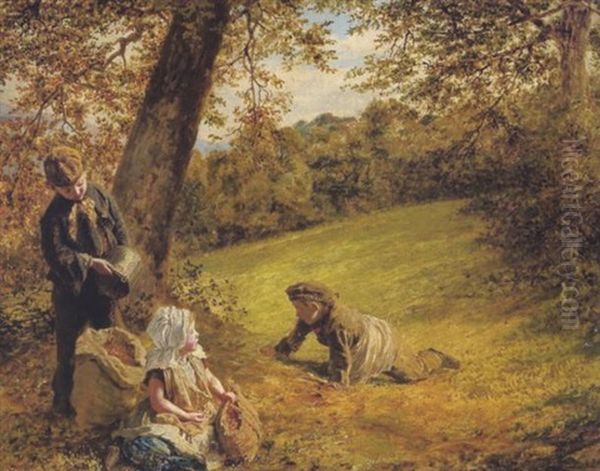 Kinder, Bucheckern, Sammelnd Oil Painting by Sophie Anderson