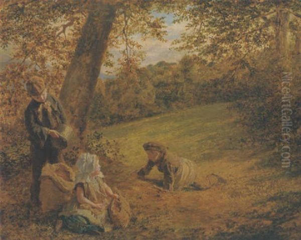 Gathering Beechnuts Oil Painting by Sophie Anderson