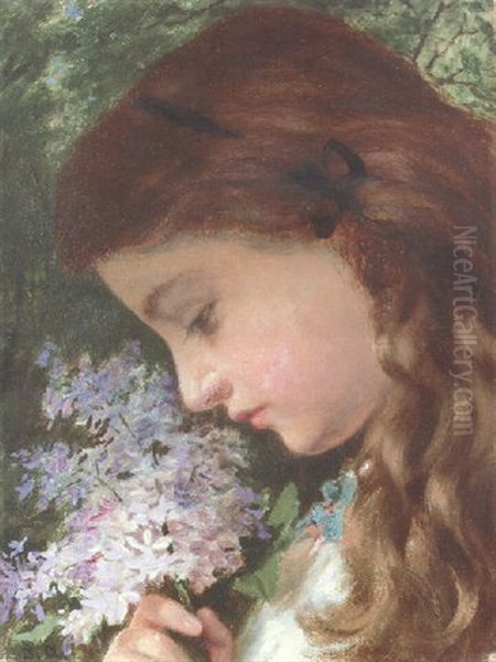 Girl With Lilac Oil Painting by Sophie Anderson