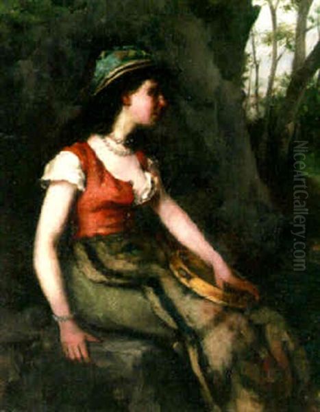 A Girl With A Tambourine by Sophie Anderson