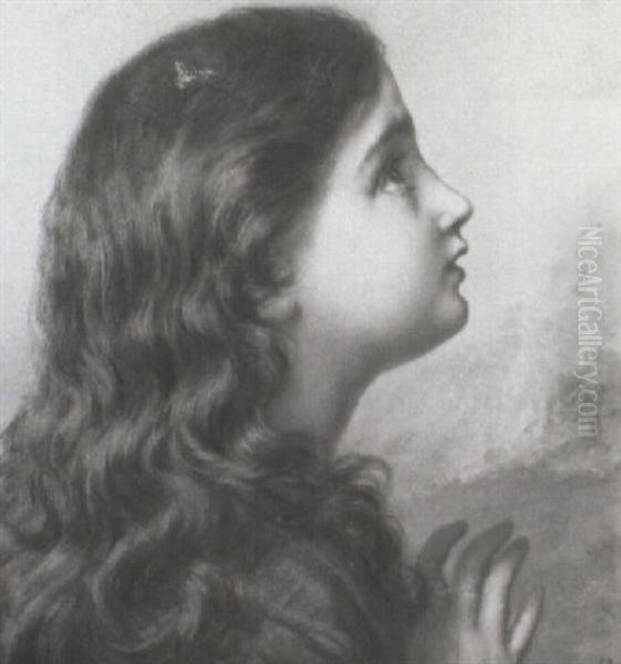 Head Study Of A Young Girl Oil Painting by Sophie Anderson