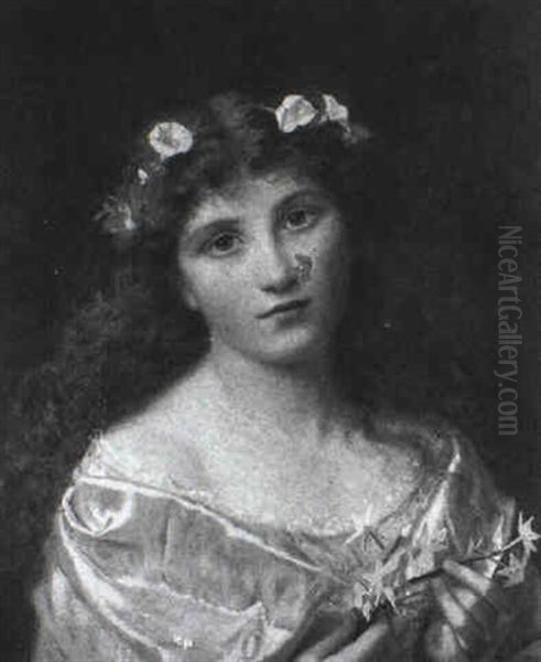 Primavera/portrait Opf A Young Woman Oil Painting by Sophie Anderson