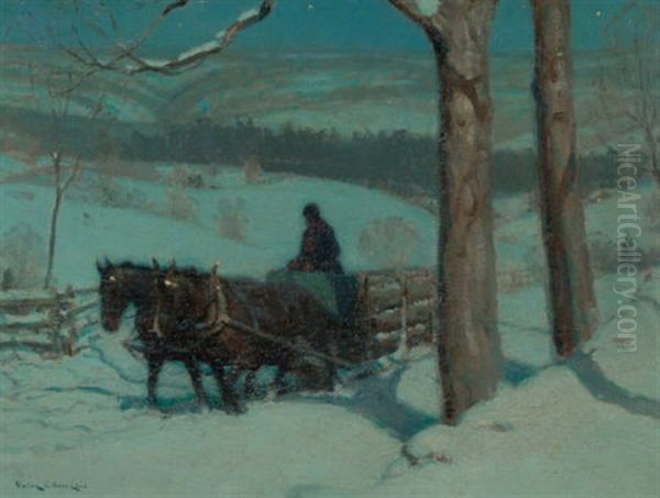 New England Winter Oil Painting by Victor Coleman Anderson