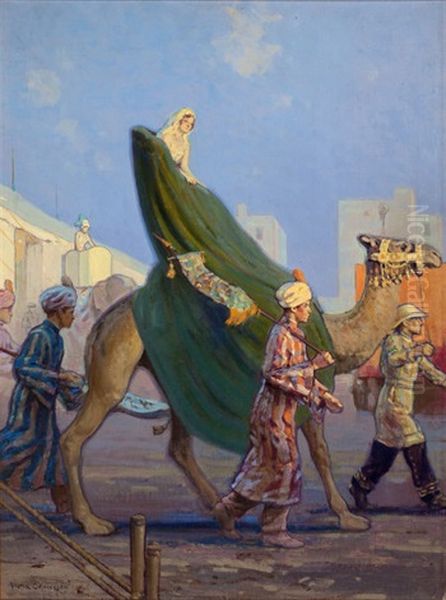 Arabian Scene, Magazine Cover Art Oil Painting by Victor Coleman Anderson