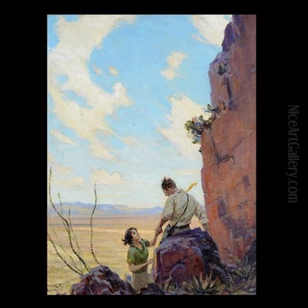 Desert Mountain Climbing Oil Painting by Victor Coleman Anderson