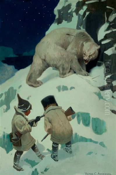 What Was Their Horror To Find That They Both Had Forgotten To Load Their Guns, Tommy Trout's Visit To Santa Clara Story Illustration Oil Painting by Victor Coleman Anderson