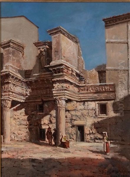 Figures Amongst Ruins Oil Painting by W. Livingston Anderson