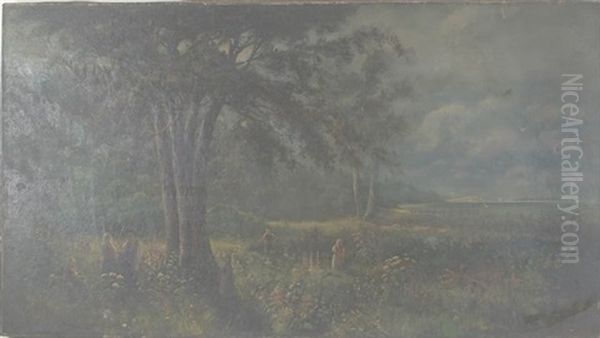 Landscape With Large Tree And Figures Oil Painting by W. Livingston Anderson