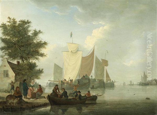 Unloading The Day's Catch Oil Painting by William Anderson