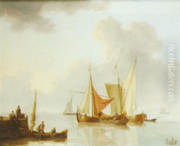 A Quiet Anchorage Oil Painting by William Anderson