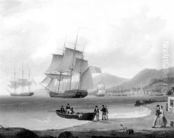 Merchant Ships Under Sail Oil Painting by William Anderson