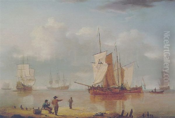 Shipping Off The Coast Oil Painting by William Anderson