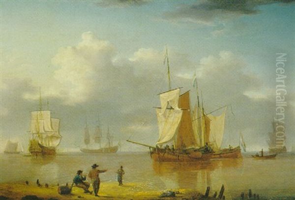 Shipping Off The Coast Oil Painting by William Anderson